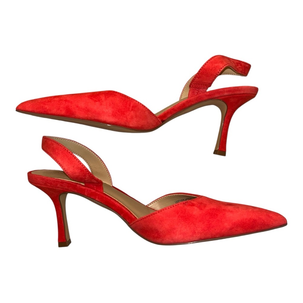Ann Taylor Kerry Suede Slingback Pumps in Bright Cherry Size 7 - Picture 2 of 4